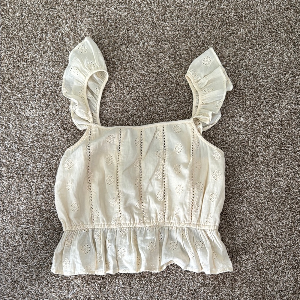Cream Flutter Sleeve Tank Top